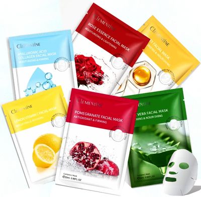 ZAHRA Today Clementine Hydrating Face Mask Sheet Set - 6-in-1 Anti-Aging Moisturizing Masks, Natural Ingredients, 6 Bags (0.88 Fl Oz 25ml Each)
