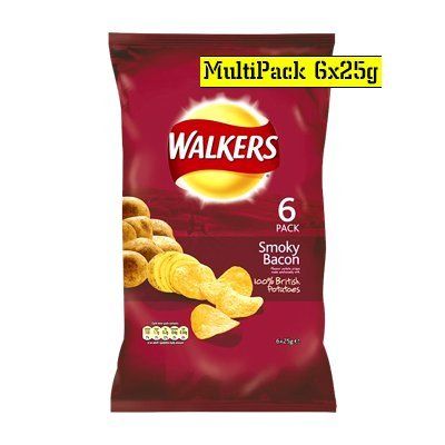 Walkers Smokey Bacon Crisps 6 Pack 150g