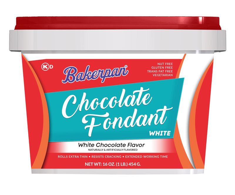 Bakerpan Chocolate Fondant for Cake Decorating, Rolls Thin and Resist Cracking, White - 1 Pound