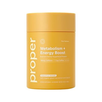 Proper, The Yellows Metabolism and Energy Boost, Sugar Free Energy Drink Powder with 100mg Caffeine. No Creatine or Beta-Alanine. 30 Servings, Pineapple Mango Drink Mix for Men and Women