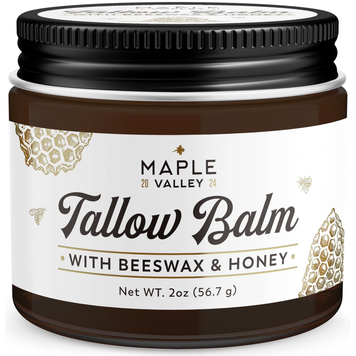 The Maple Valley Beef Tallow For Skin Tallow and Honey Balm Grass Fed Finished Tallow Face Moisturizer with Beeswax and Raw Honey Unscented, 2 oz