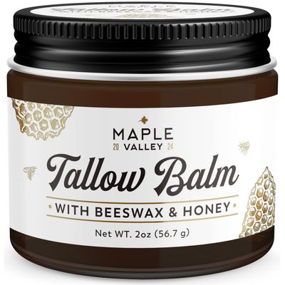 The Maple Valley Beef Tallow For Skin Tallow and Honey Balm Grass Fed Finished Tallow Face Moisturizer with Beeswax and Raw Honey Unscented, 2 oz
