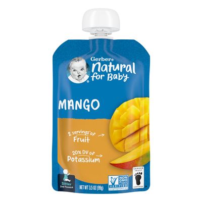 Gerber Baby Food Pouches, 2nd Foods for Babies, Mango, 3.5oz each (Pack of 12)