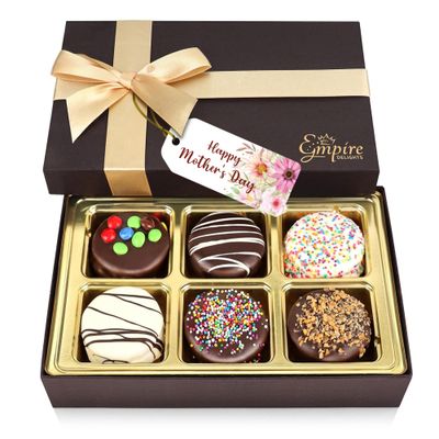 Mothers Day Cookies Gift Basket - Perfect Mothers Day Gifts for Mom, Delicious Chocolate Gift Basket Great for Birthday Treats for Women and Men - Fancy Chocolate Covered Cookies for Gifting, 6 Count