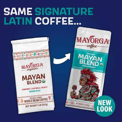 Mayorga Organic Coffee 2lb Mayan Blend - Medium Roast Whole Bean Coffee Specialty Grade, 100 Arabica, Slow Roasted, Chocolate and Floral Flavor with Low Acidity - USDA Organic, Non-GMO, Kosher