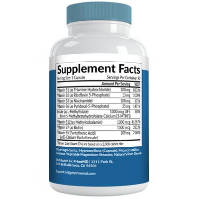 Methylated B Complex with Methylfolate and B12 Methylcobalamin 1000 mcg - Methylated Multivitamin for Energy, Brain Function, and Wellness - Vitamin B Complex for Men Women (90 Servings) (Pack of 2)