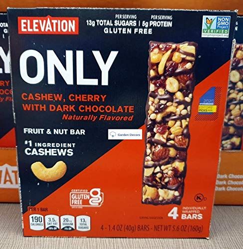 Elevation ONLY Cashew, Cherry with Dark Chocolate Fruit Nut Bar 5.6oz 160g (Single Box)