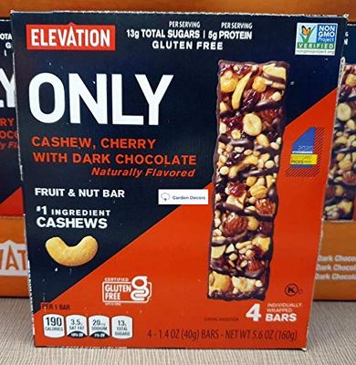 Elevation ONLY Cashew, Cherry with Dark Chocolate Fruit Nut Bar 5.6oz 160g (Single Box)