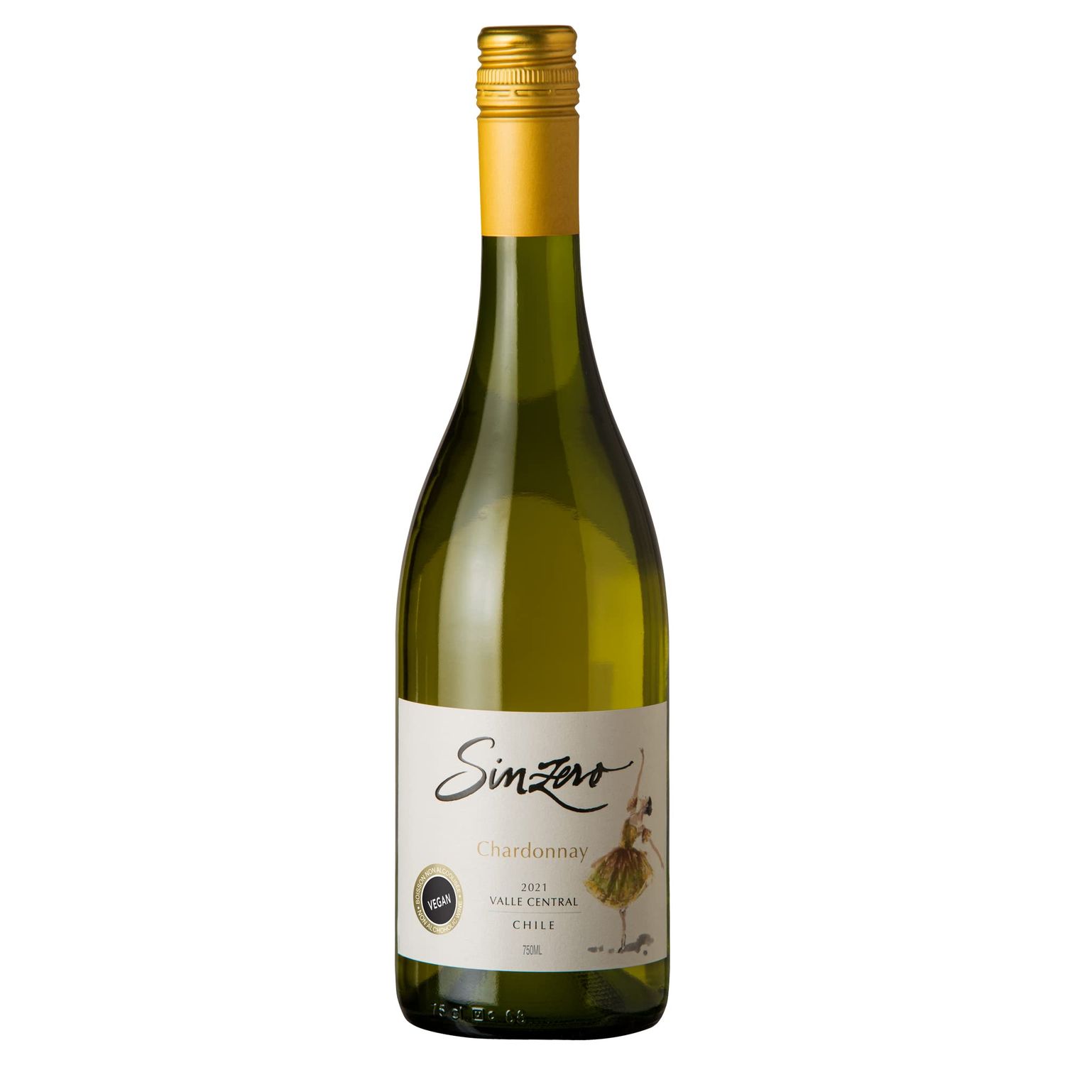 SINZERO Chardonnay Non Alcoholic White Wine - Dealcoholized Chardonnay - Low Calories, Vegan Friendly, Fruity Flavor with Balanced Acidity - 750ml (25.4 Fl Oz) - Perfect for Any Occasion