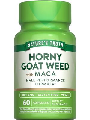 Nature&#39;s Truth Horny Goat Weed with Maca 60 Powder Extract Capsules Vegan, Non-GMO and Gluten Free Supplement