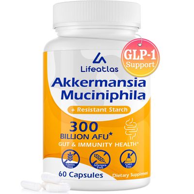 GLP-1 Supplement 300 Billion AFU Akkermansia Muciniphila, Akkermansia Probiotic for Women Men, Akka Superbiotics for GLP-1 Production, Digestive, Gut, Immunity, Enhances Gut Lining Function, 60 Caps
