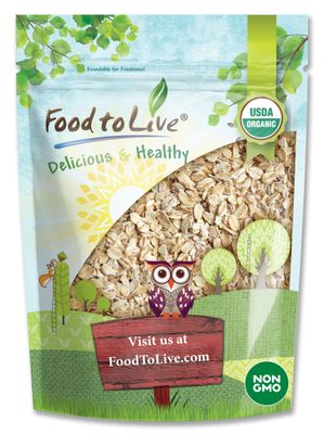 Food to Live Organic Quick Cooking Rolled Oats - Non-GMO, 1-Minute Oatmeal, 100 Whole Grain, Thin Flakes, Uncooked, Vegan, Bulk. Rich in Protein, Fiber. Great for Breakfast Cereal, Granola, Baking