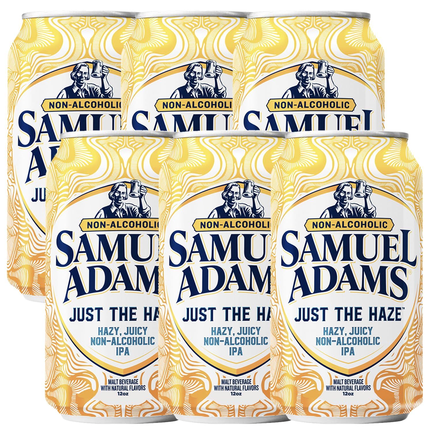 Samuel Adams 6 Pack Just the Haze Non-Alcoholic Hazy IPA Brew - Dealcoholized Sam Adams Craft Beer - 12oz Cans - Sabro, Citra, Mosaic, Cascade Hops
