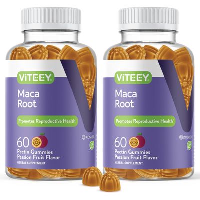 Maca Root Gummies for Men and Women - Reproductive Health, Energy, Drive, Stamina Hormone Support - Vegan, Gluten Free, Gelatin Free, GMO Free, Tasty Chewable Passion Fruit Flavored Gummy