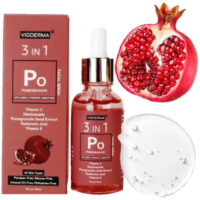 VIGDERMA Pomegranate Natural Face Serum - Antioxidant-Rich Formula with Niacinamide, Vitamin C 15 E and Hyaluronic Acid for Anti Aging Face, Fine Lines Dark Spots. 1Fl Oz