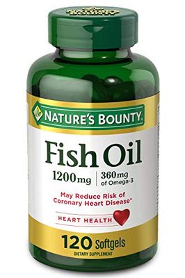 Nature&#39;s Bounty Fish Oil, Dietary Supplement, Omega 3, Supports Heart Health, 1200 Mg, 120 Rapid Release Softgels