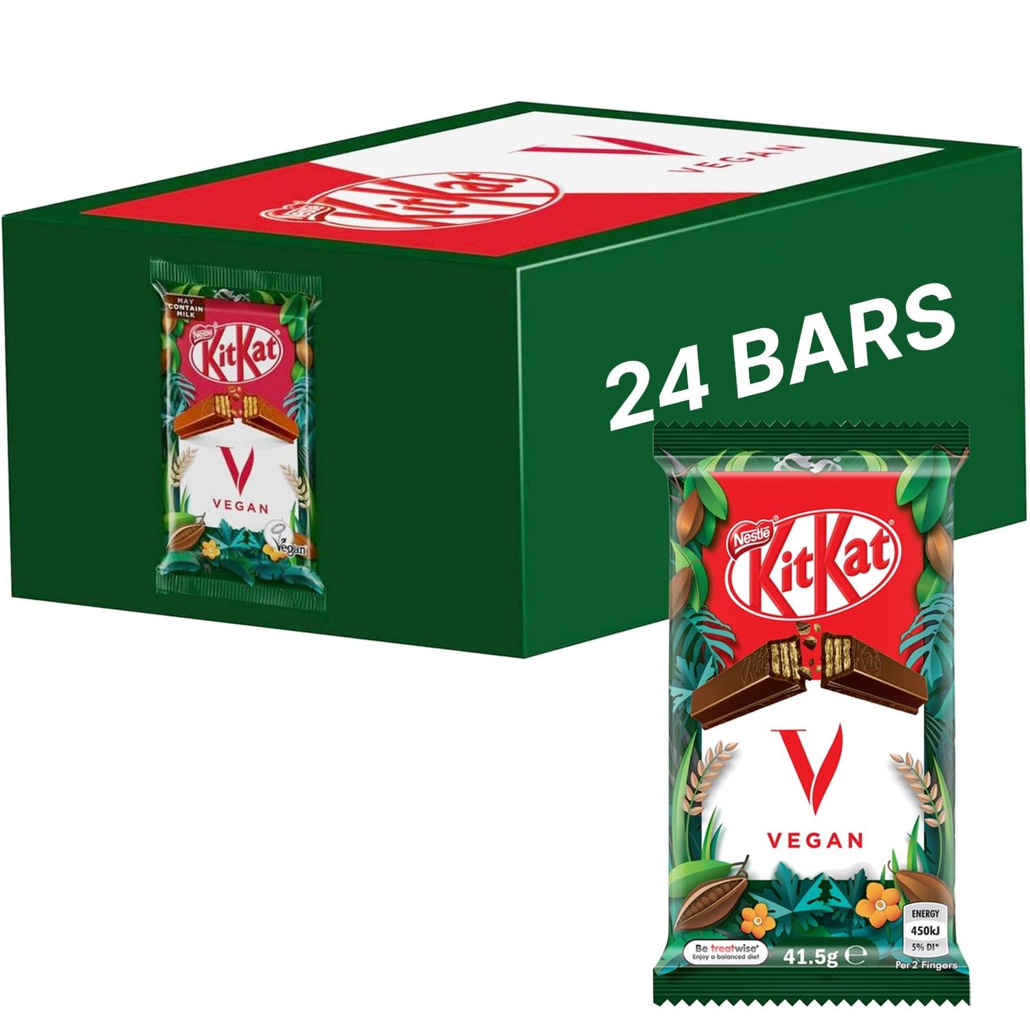 Kit Kat Vegan Chocolate 4 Finger Bar - 24 Pack - Healthy Plant Based Chocolate, Dairy Free Bars - 35 Ounce Total