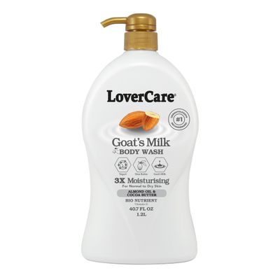 Lovercare Goat&#39;s Milk Shower Cream 3x Moisturising plus Bio Nutrient (Almond Oil and Cocoa Butter) 40.7 fl oz