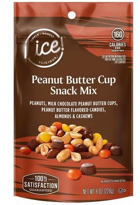 Peanut Butter Lover&#39;s Nice Trail Mix: Peanuts, Milk Chocolate PB Cups, Flavored Candies, Almonds Cashews, Snack Snacking Food Dessert Treat Bag, 8oz Bag