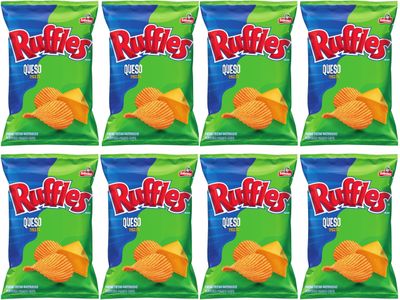 Ruffles Potato Chips, Queso, 2.125 Ounce Bag (Pack of 8) Value Pack Bundled by SUPERDEALS with Mystery Gift