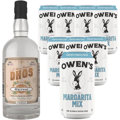 Dh s Handcrafted Non-Alcoholic Orange 750 ML Bottle w Pack Owen s Mixers Margarita 8.2 OZ Cans - Keto-Friendly, Zero Sugar, Zero Calories, Zero Proof - Perfect for Mocktails - Made in USA