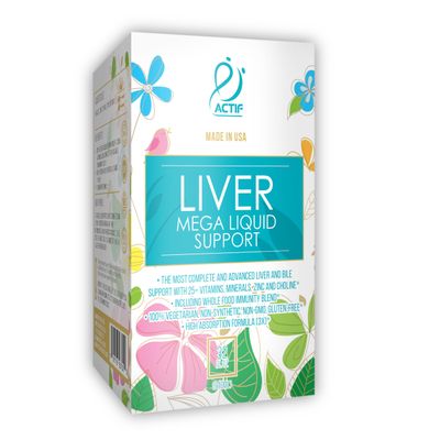 Actif Liver Mega Liquid Support - Complete Liver and Bile Maximum Strength Supplement, Non-GMO, Made in USA, 32oz