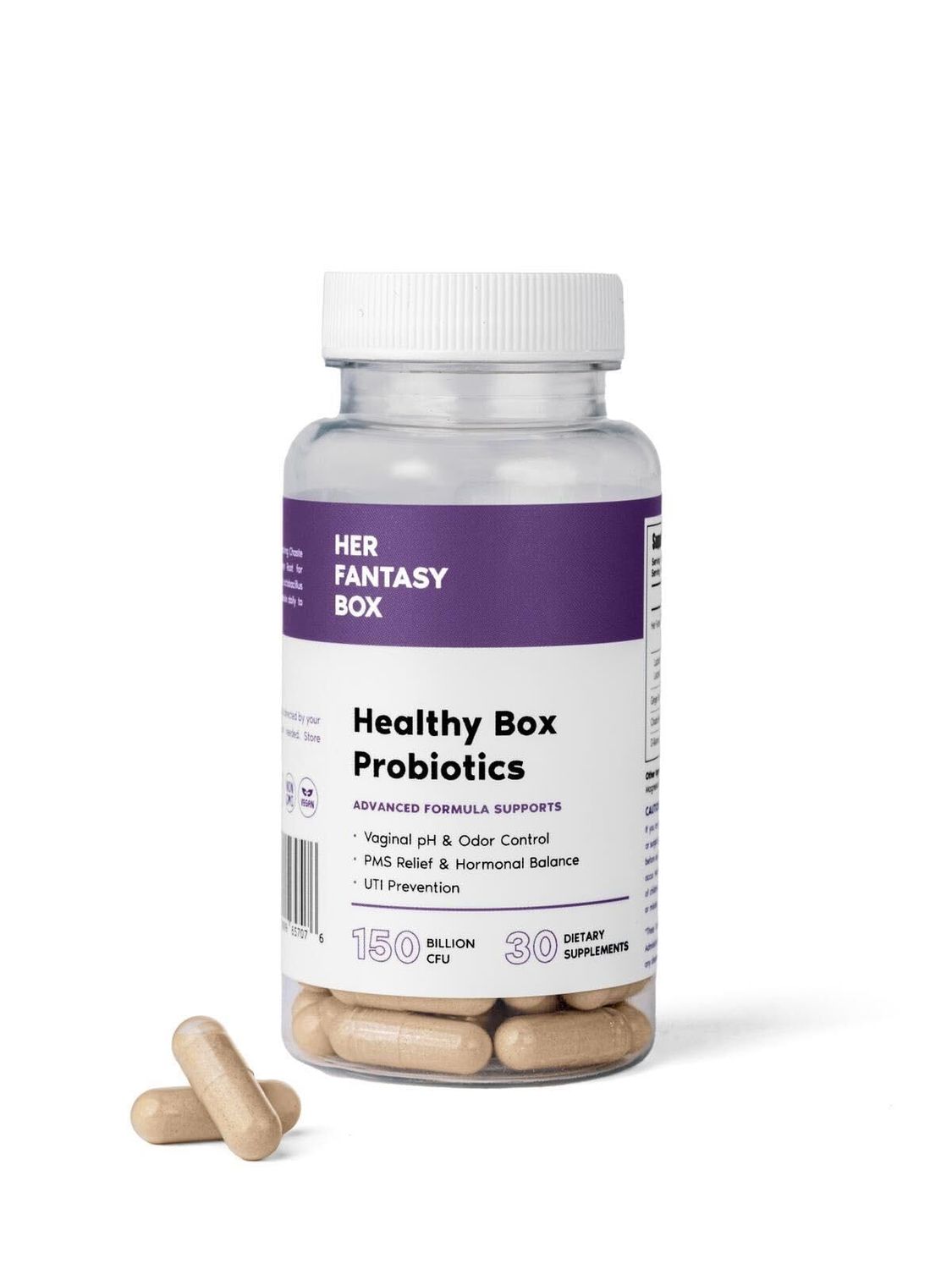 Her Fantasy Box Healthy Box Probiotics Vaginal Care Advanced Formula for PMS Relief, Hormonal Balance, and UTI Prevention