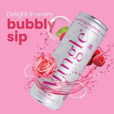Mingle Mocktails Sparkling Raspberry Rose, Premium Non-Alcoholic Drinks, Refreshing Pre-Mixed Drinks, Healthy Alternatives, Canned Mocktails, 12 fl. oz. Cans, Pack of 24