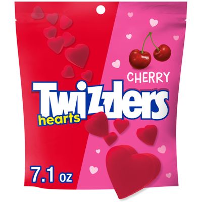 TWIZZLERS Cherry Flavored Hearts, Valentine&#39;s Candy Bag, 7.1 oz