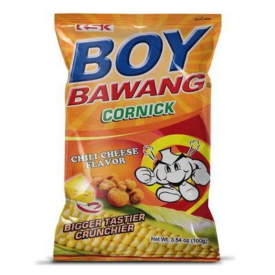 Boy Bawang Cornick, Chili Cheese - Crispy Tasty Gluten-Free Corn Nuts 3.54 ounces (100g), 3 Pack