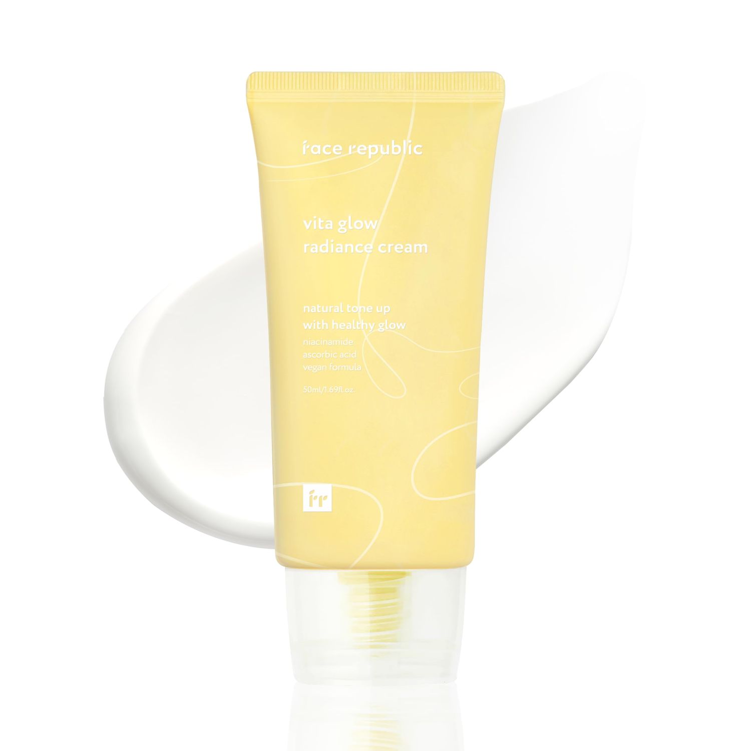 Face Republic Vita Glow Radiance Cream 50ml 1.69 fl oz Revitalizing, Natural Coverage Niacinamide 5, Ascorbic Acid, Panthenol, Vitamins Silky Finish Vegan Korean Skincare