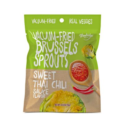 Woodridge Snacks Vacuum Fried Brussels Sprouts Thai Chili Sauce Flavor 6 Pack 0.35 OZ (10g) Single-Serve Bags