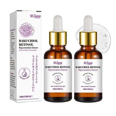 Bakuchiol Retinol Serum, 2 PCS Retinol Rejuvenation Serum for Anti Aging Reduce Wrinkles, Fine Lines Sagging, Moisturising Skin, 2.02 fl.oz