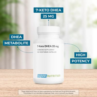 Supersmart - 7-Keto DHEA Supplement 25 mg - Natural DHEA Metabolite Non-GMO Gluten Free - 150 Vegetarian Capsules