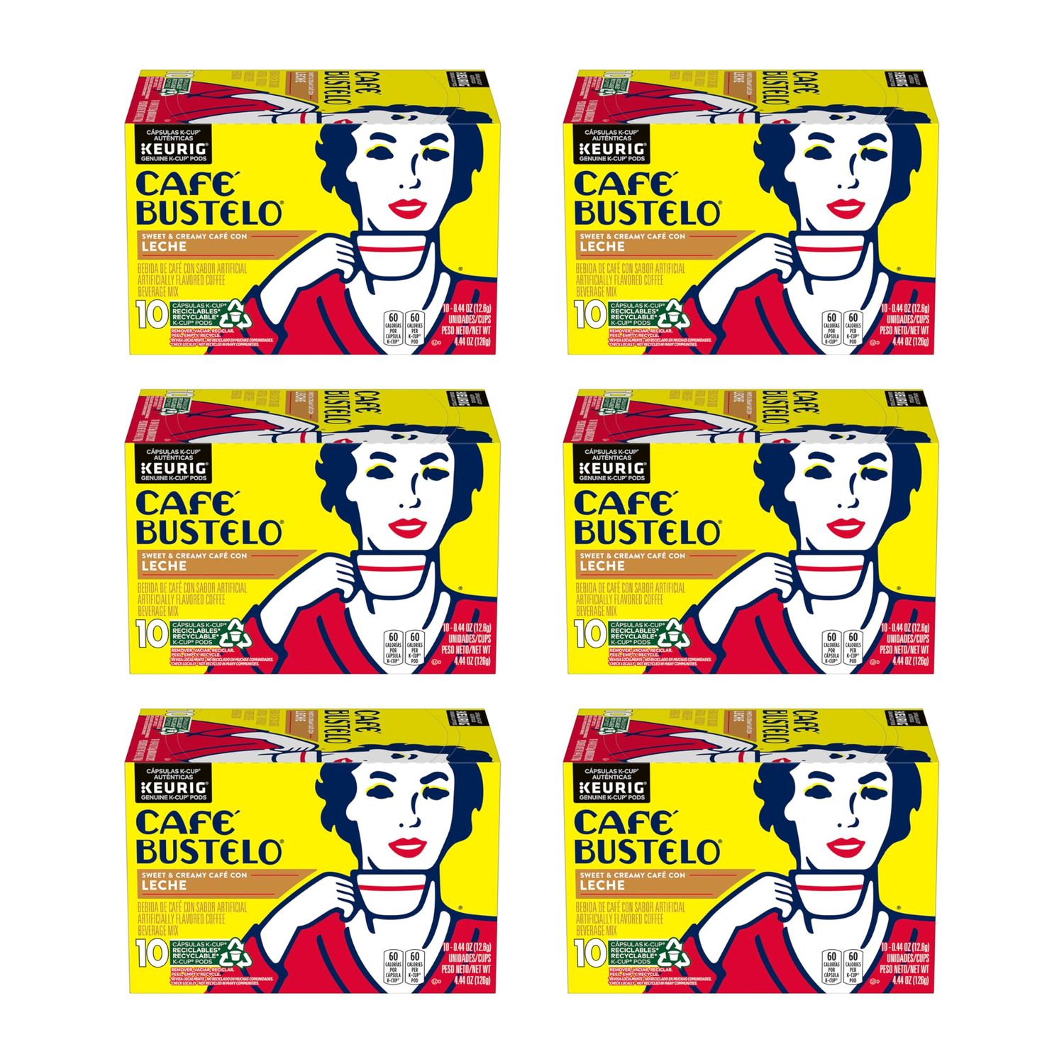 Caf Bustelo Caf con Leche Flavored Espresso Style Coffee, 60 Keurig K-Cup Pods