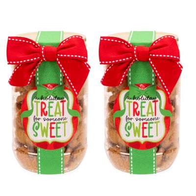 100 North Oh Sugar Sweets Delicious Mini Chocolate Chip Cookies in 5 Ounce Giftable Decorative Jar Container, Holiday Treat for Someone Sweet - Pack of 2