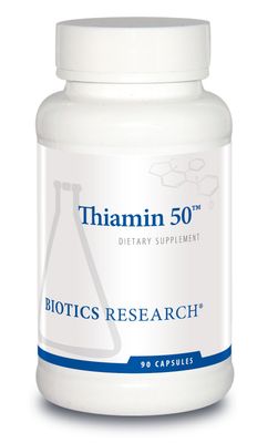 Biotics Research Thiamin 50 - High Potency Vitamin B1, 50 mg, Energy Production, Metabolic Support, Cardiovascular Health, Brain Health. 90 Capsules