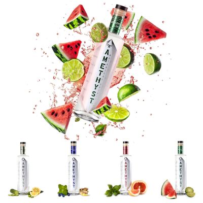 Amethyst Non Alcoholic Spirits, Watermelon Lime Flavor, Ideal Base for Non Alcoholic Drinks, Gluten-Free Cocktail Alternative, 0 Sugar, 750 ml