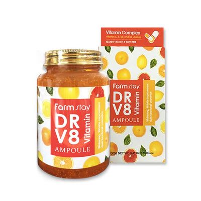 Farmstay All in One Dr-V8 Vitamin Ampoule - Multi Vitamin Ampoule - Vitamin C, E, B5, B3 CE - Must Have Korean Skin Care Ampoule for Anti-aging and Brightening