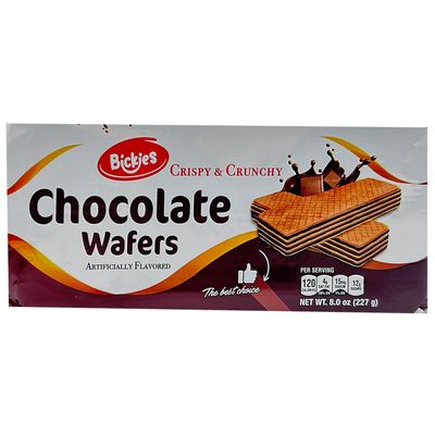 Bickies Chocolate Wafer Cookies Crispy Crunchy Wafer with 3 Delicious and Tasty Layers of Chocolate Cream Flavored - Delicious Sweet Snack Bite Between Meals 8.0 oz (pack of 1)