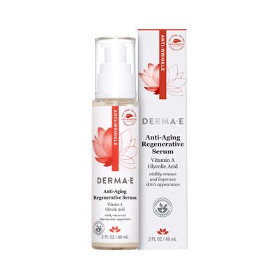 DERMA E Anti-Aging Regenerative Serum - Hydrating Day and Night Serum - Skin Renewing with Glycolic Acid and Vitamin A - Advanced Facial Skin Care Treatment, 2 fl oz