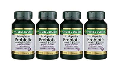 Nature&#39;s Bounty Probiotics Dietary Supplement, Supports Digestive and Intestinal Health, Probiotic Acidophilus, 120 Tablets, Pack of 4
