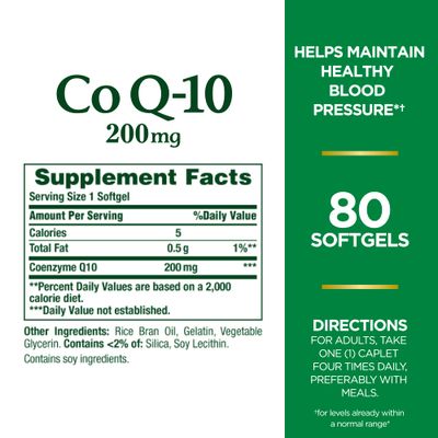 Nature's Bounty CoQ10, Supports Heart Health, Dietary Supplement, 200mg, 80 Rapid Release Softgels