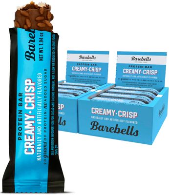 BAREBELLS Protein Bars Creamy Crisp - 12 Count, Pack of 2 - Protein Snacks with 20g of High Protein - Chocolate Protein Bar with 1g of Total Sugars - Perfect on The Go Protein Snack Breakfast Bars