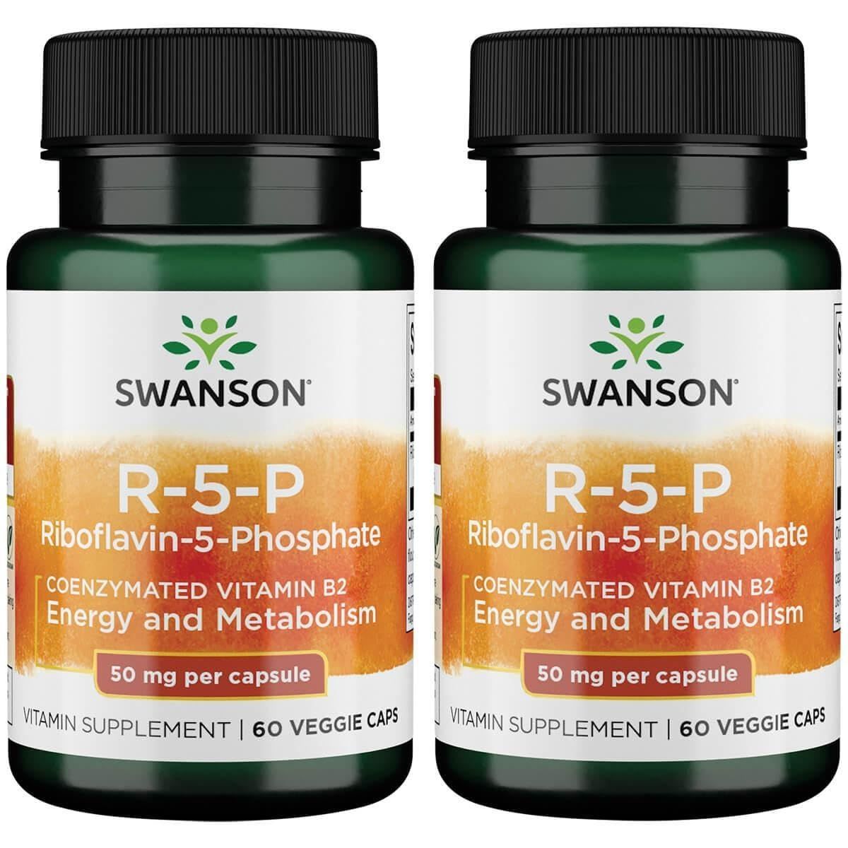 Swanson R-5-P (Riboflavin-5-Phosphate) - Vitamin B2 Supplement Promoting Energy, Metabolism Vision Health - Natural Wellness Formula - (60 Capsules) (2 Pack)