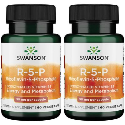 Swanson R-5-P (Riboflavin-5-Phosphate) - Vitamin B2 Supplement Promoting Energy, Metabolism Vision Health - Natural Wellness Formula - (60 Capsules) (2 Pack)