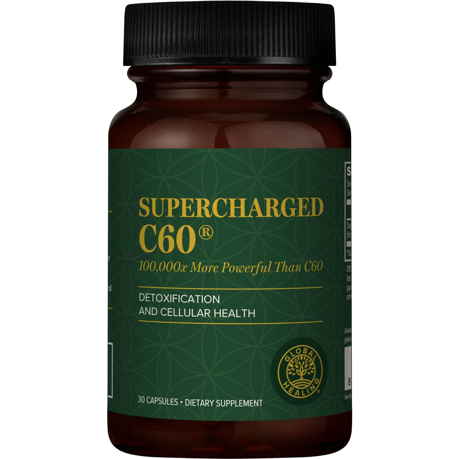 Global Healing Center Supercharged C60 - Micro-Activated Carbon Fullerene wOrganic MCT Powder, 10 Times More Powerful Than Regular C60 Supplements - Helps Detoxification, Aging (30 Capsules)