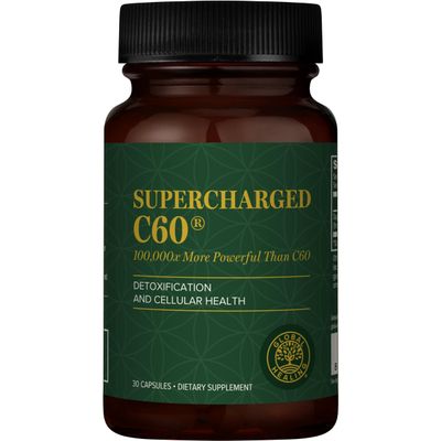 Global Healing Center Supercharged C60 - Micro-Activated Carbon Fullerene wOrganic MCT Powder, 10 Times More Powerful Than Regular C60 Supplements - Helps Detoxification, Aging (30 Capsules)