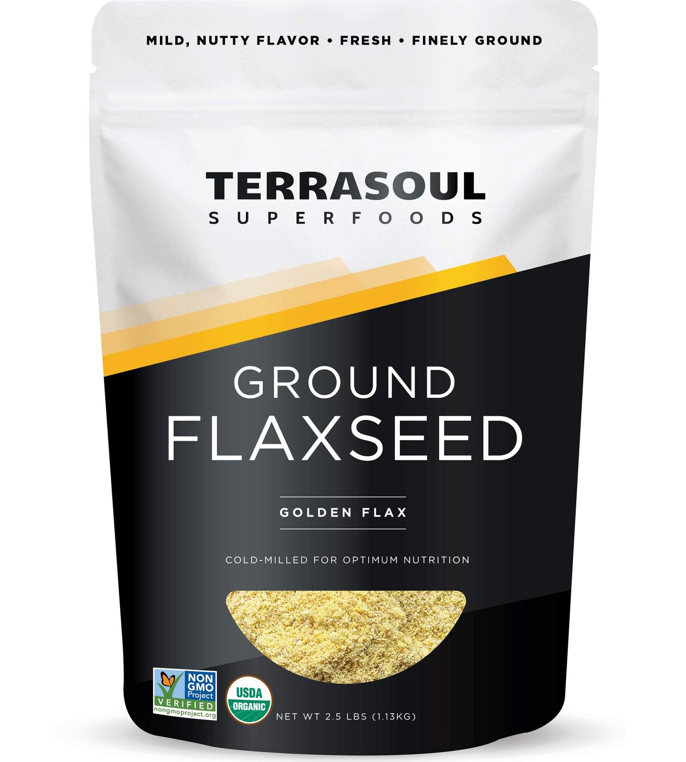 Terrasoul Superfoods Organic Ground Flax Seeds, 2.5 Pound - Finely Ground Smooth Texture Golden Flax