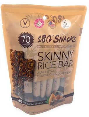 180 Snacks, Skinny Bar, Almonds Chocolate Chips, 6 Bars